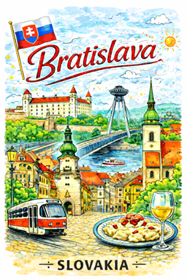 Drevená magnetka Bratislava