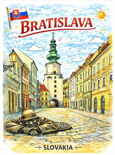 Drevená magnetka Bratislava