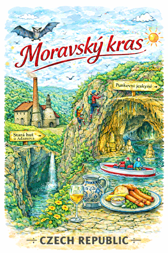 Dřevěný magnet-Moravský kras